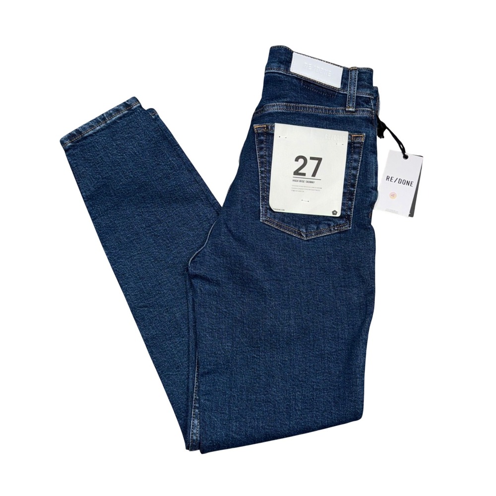 RE/DONE High Rise Skinny Jeans Dark Wash Button Fly Women Size 27
